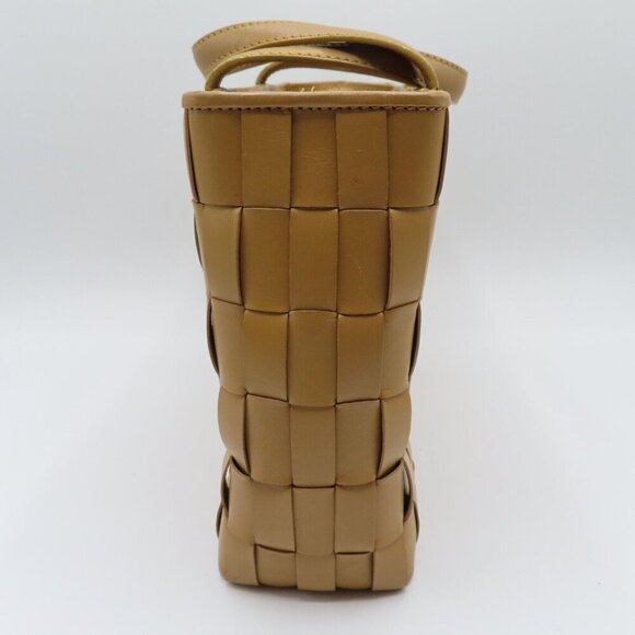 Cole Haan Basket Weave Tan Brown Genuine Leather Woven Top Handle Bag Handbag - Picture 4 of 11